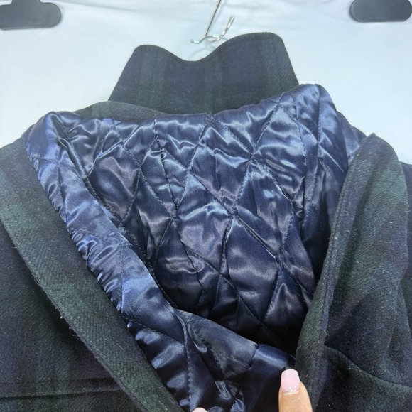 Vintage Polo Ralph Lauren Large Duffle Toggle Coat Jacket Rugby Hood Blackwatch - Picture 12 of 12